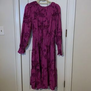 Gorgeous violet long sleeved midi dress.
